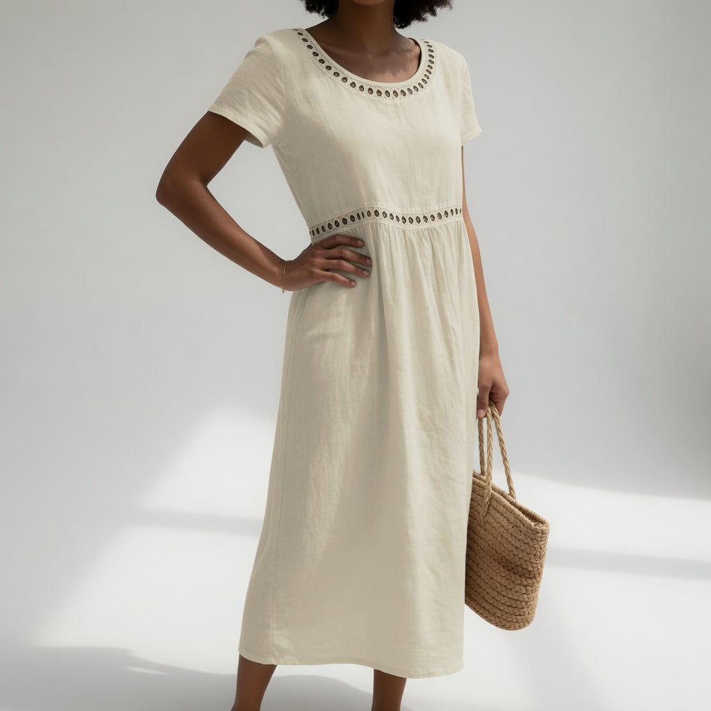 HAZEL | Midi Dress with Eyelet Waist Detail