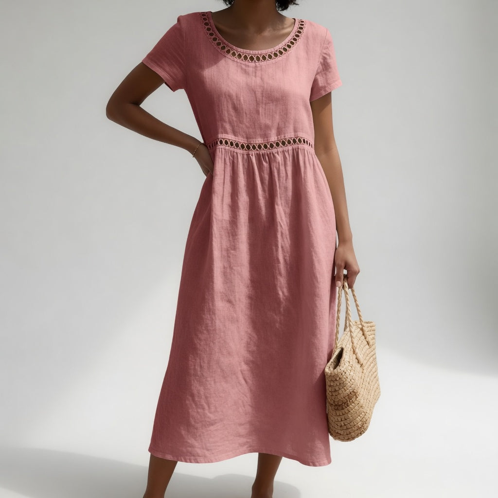 HAZEL | Midi Dress with Eyelet Waist Detail