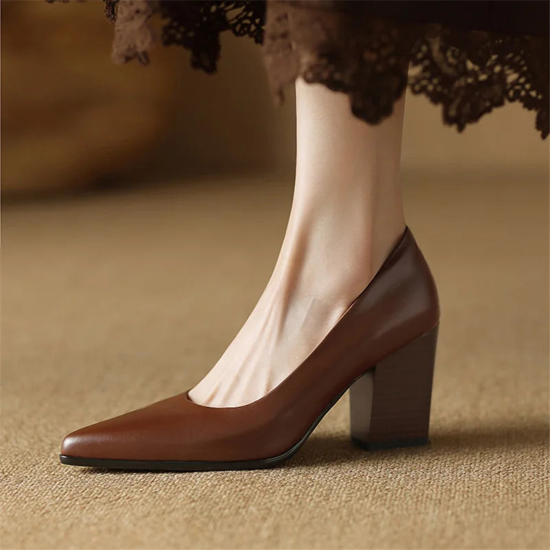 Elegant Eclipse Real Leather Pumps