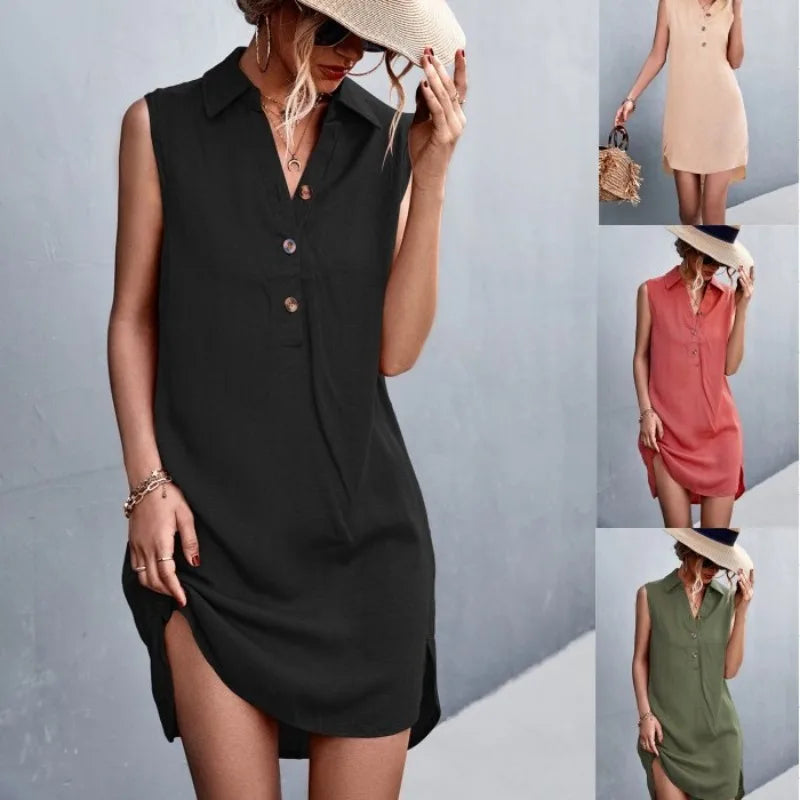 RILEY | Collared Shirt Dress with Side Slit