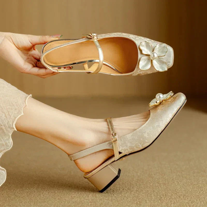 Slingback Real Leather Pumps