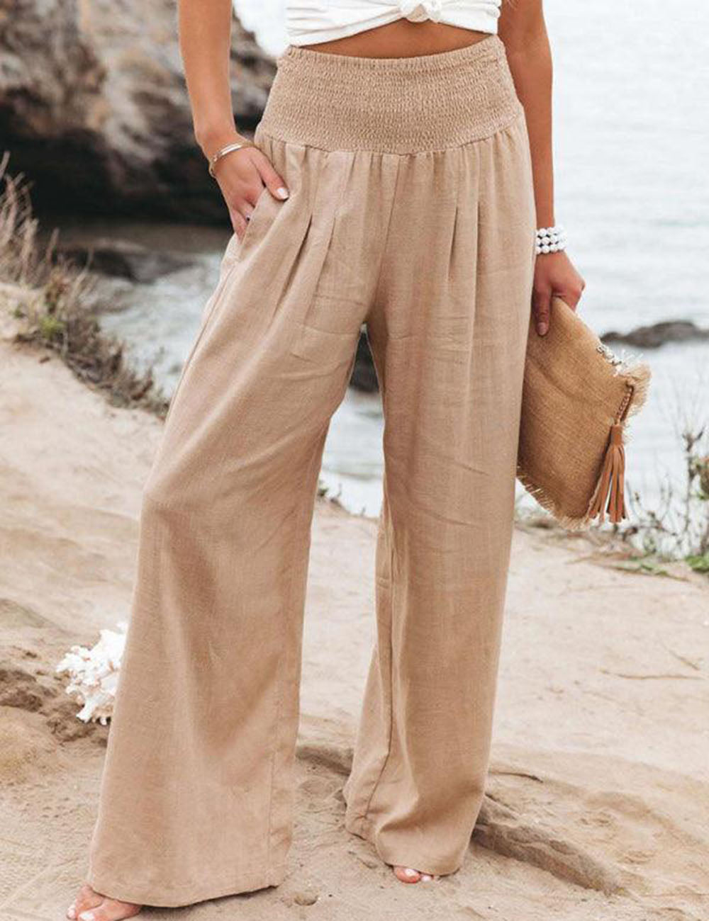 Linen wide trousers