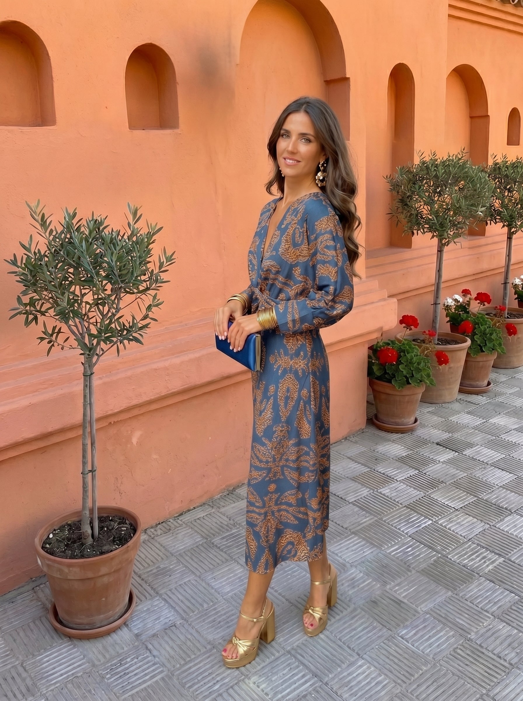 Midi dress with print