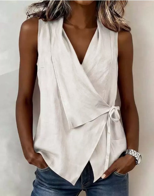 EMBER | Wrap V-Neck Sleeveless Blouse with Side Tie