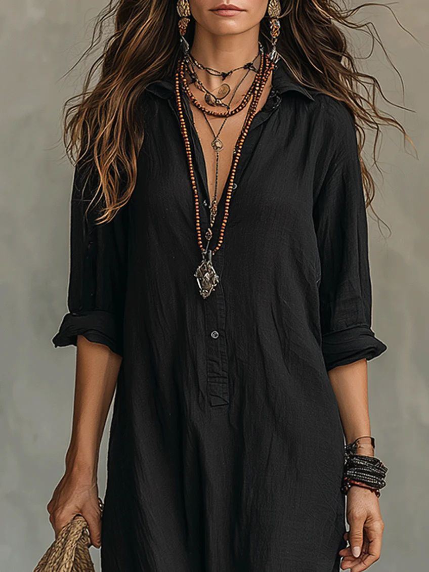 Selene | Loose Maxi Dress with Buttons