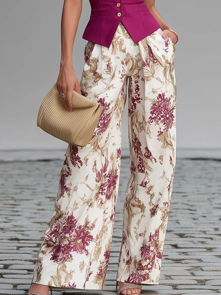 Lila Floral Print Pants Set