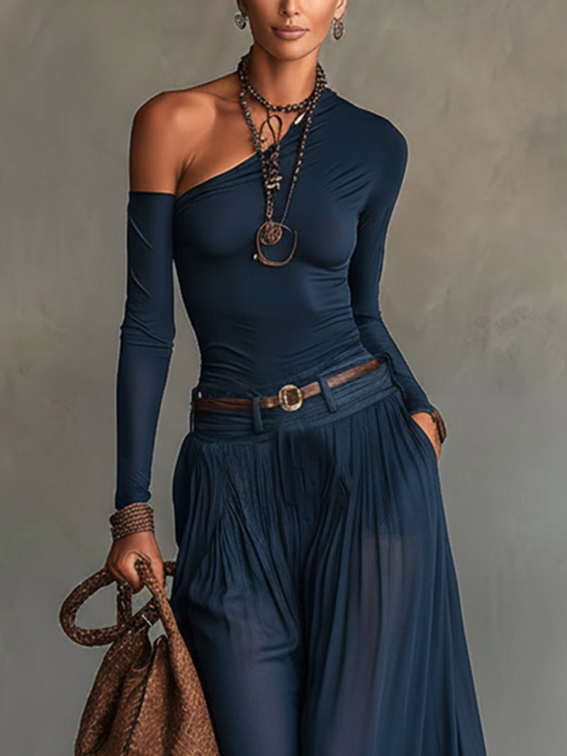 Celeste One-Shoulder Top and Tulle Skirt Set