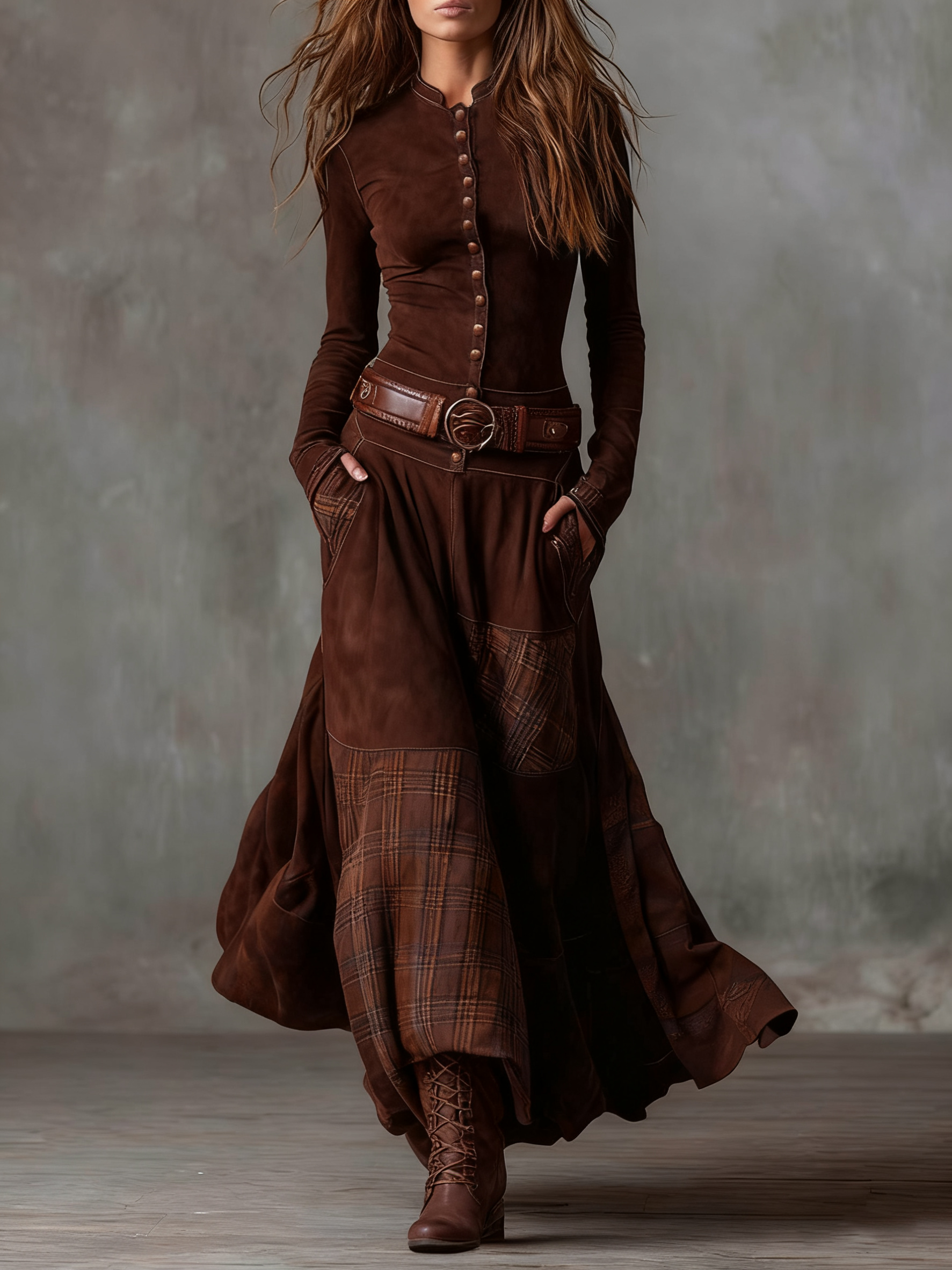 NOOR™ | Maxi Dress with Waist Accent and Vintage Bohemian Look