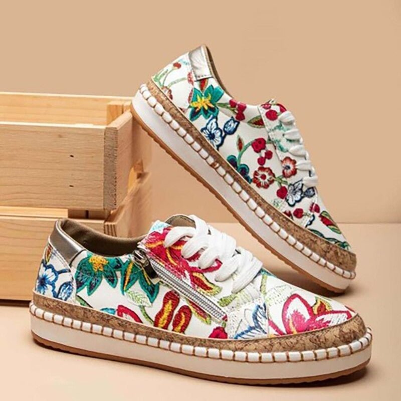 FLORIANA | Orthopedic Sneakers with Unique Vintage Floral Design