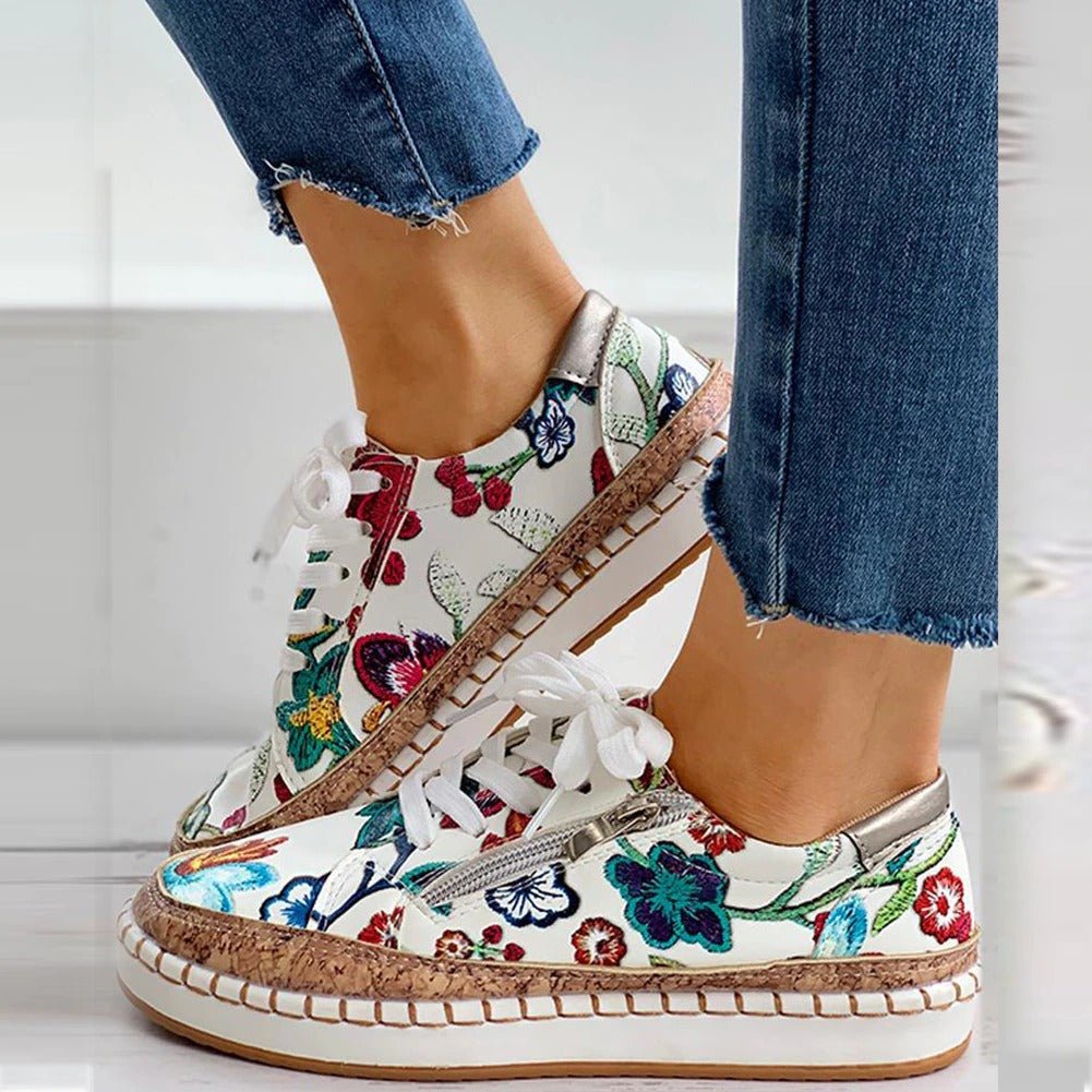 FLORIANA | Orthopedic Sneakers with Unique Vintage Floral Design