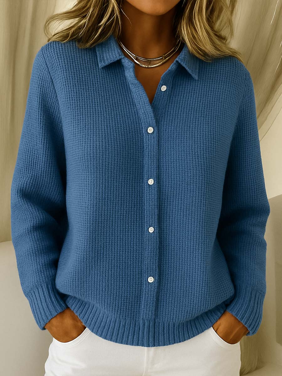 Women's Soft Knit Buttoned Cardigan – Classic Long Sleeves