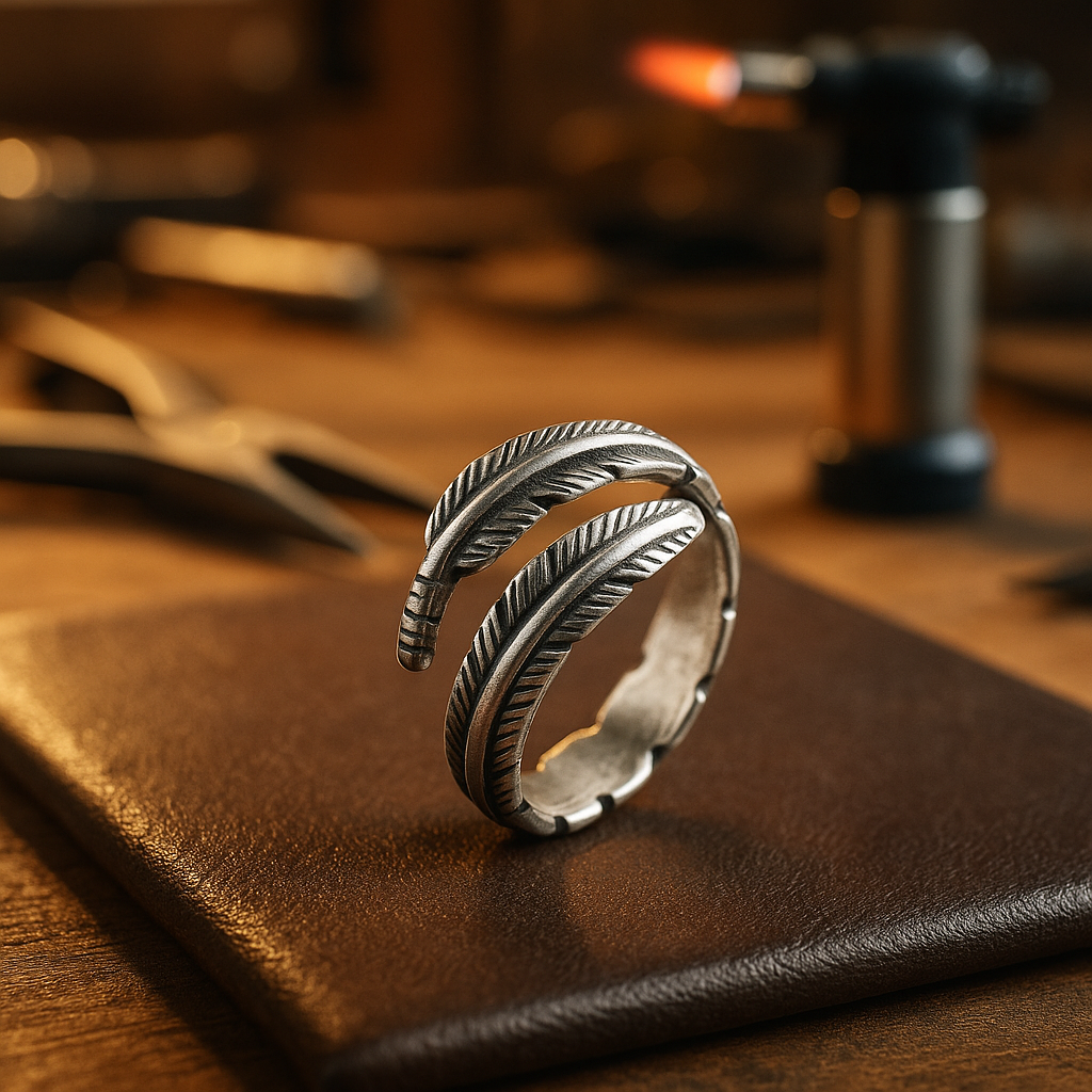 Feather of an Angel - Adjustable Memorial Ring