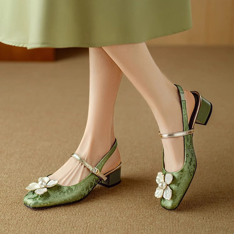 Slingback Real Leather Pumps