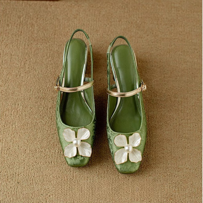 Slingback Real Leather Pumps