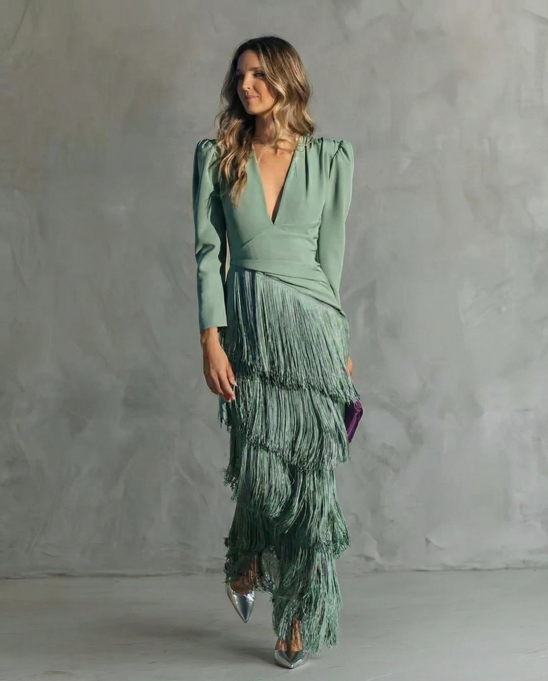 Chiara | Elegant Dress with Fringe Sleeves