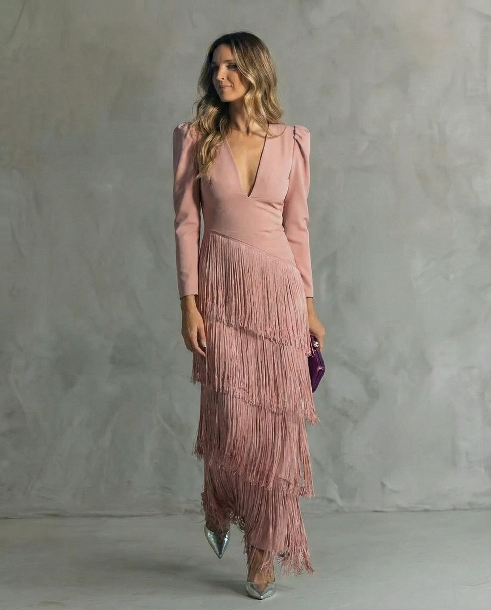 Chiara | Elegant Dress with Fringe Sleeves