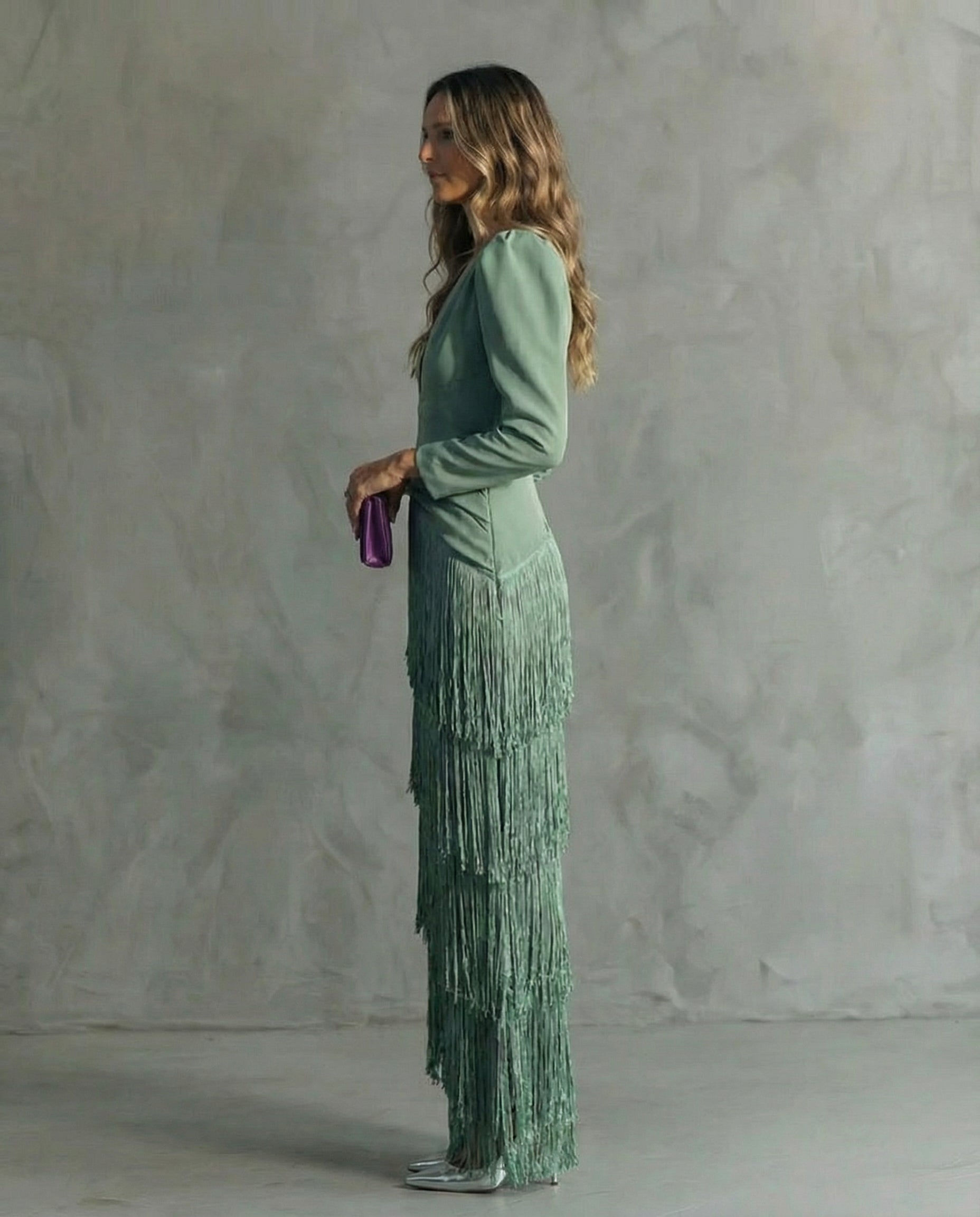 Chiara | Elegant Dress with Fringe Sleeves