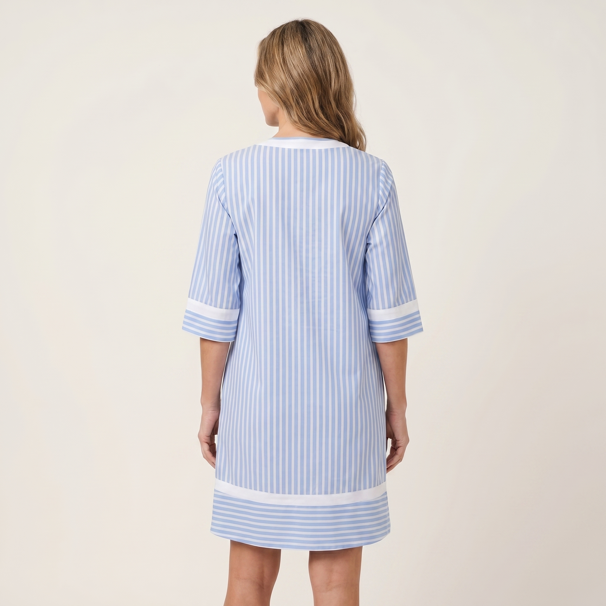 Sanina | Contrast-Trim Stripe V-Neck Shift Dress