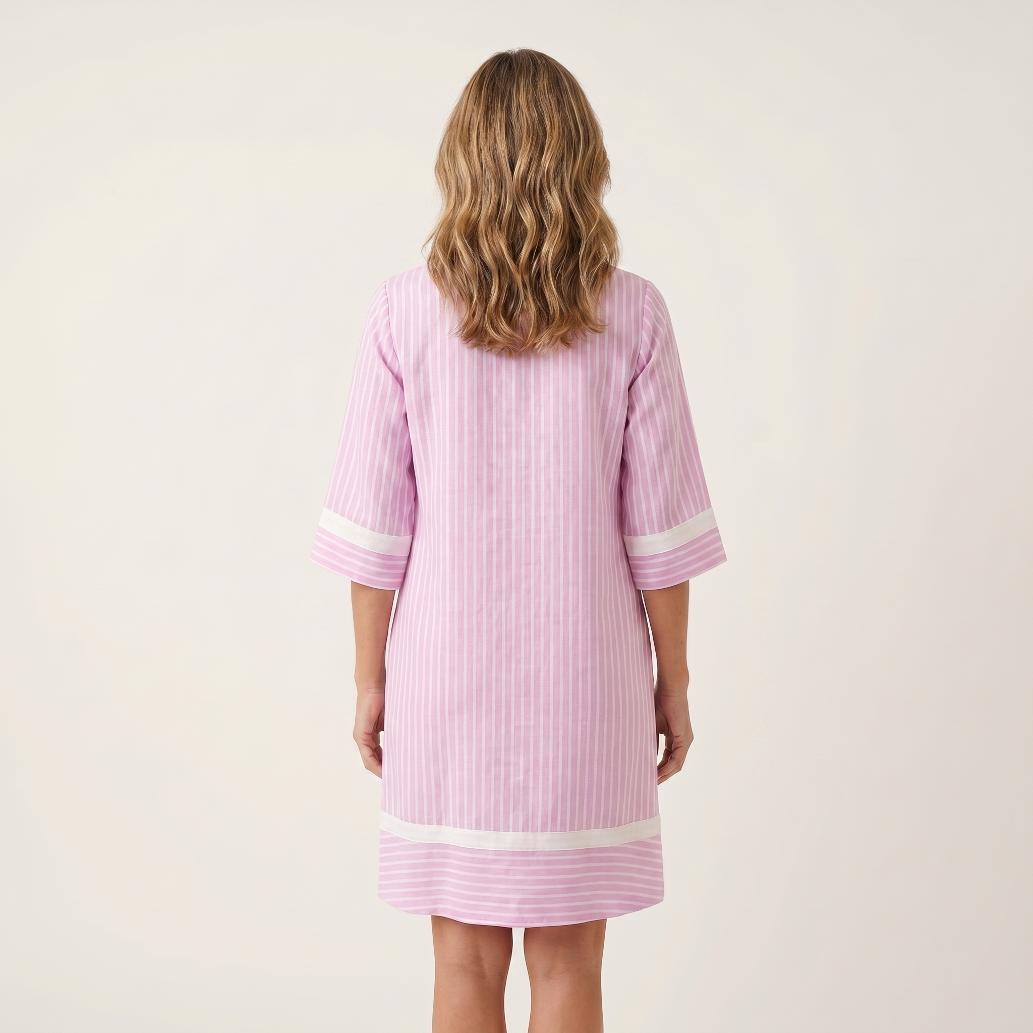 Sanina | Contrast-Trim Stripe V-Neck Shift Dress