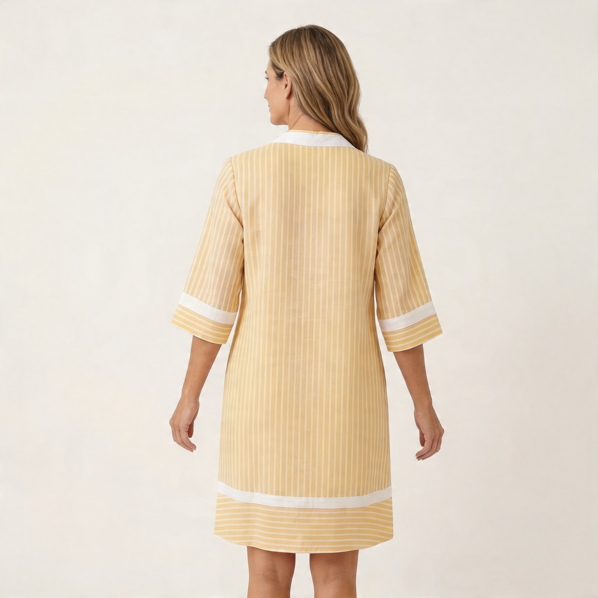Sanina | Contrast-Trim Stripe V-Neck Shift Dress