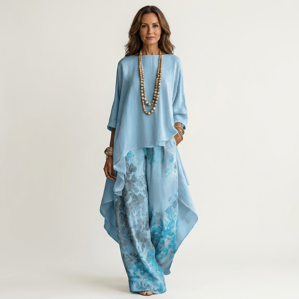 Cariola | Silk Two-Piece Set with Asymmetric Tunic