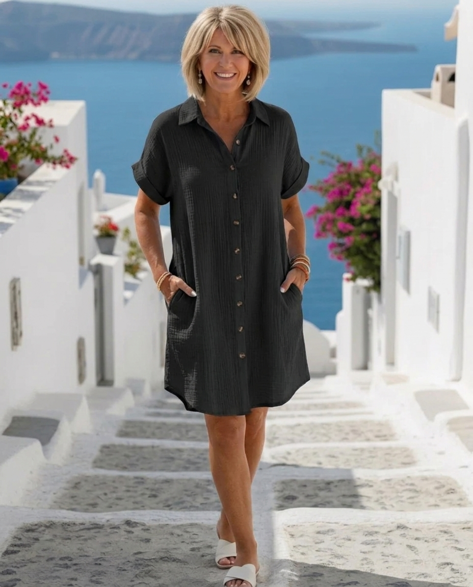 Briseis | Collared Short Sleeve Knee Length Dress