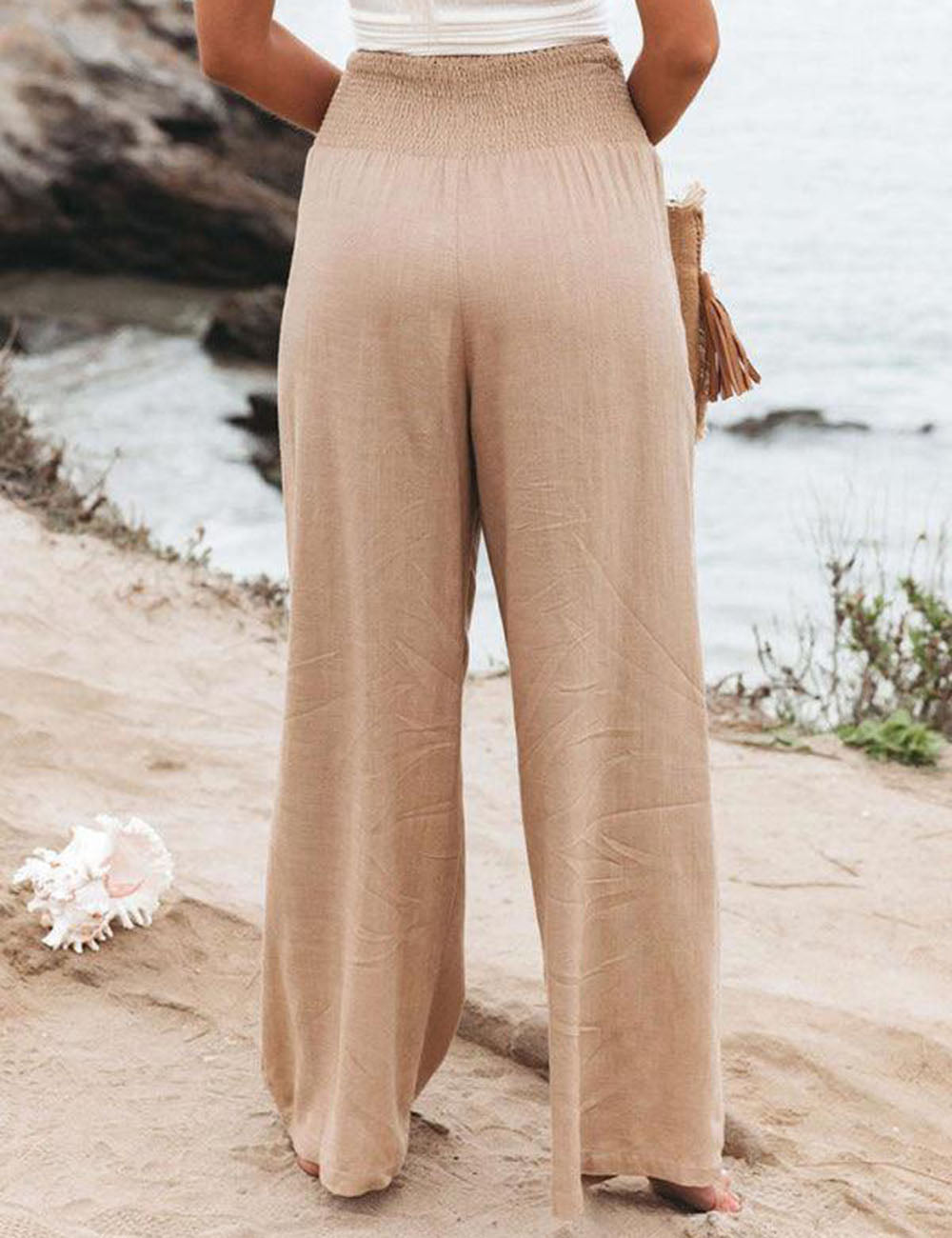 Linen wide trousers