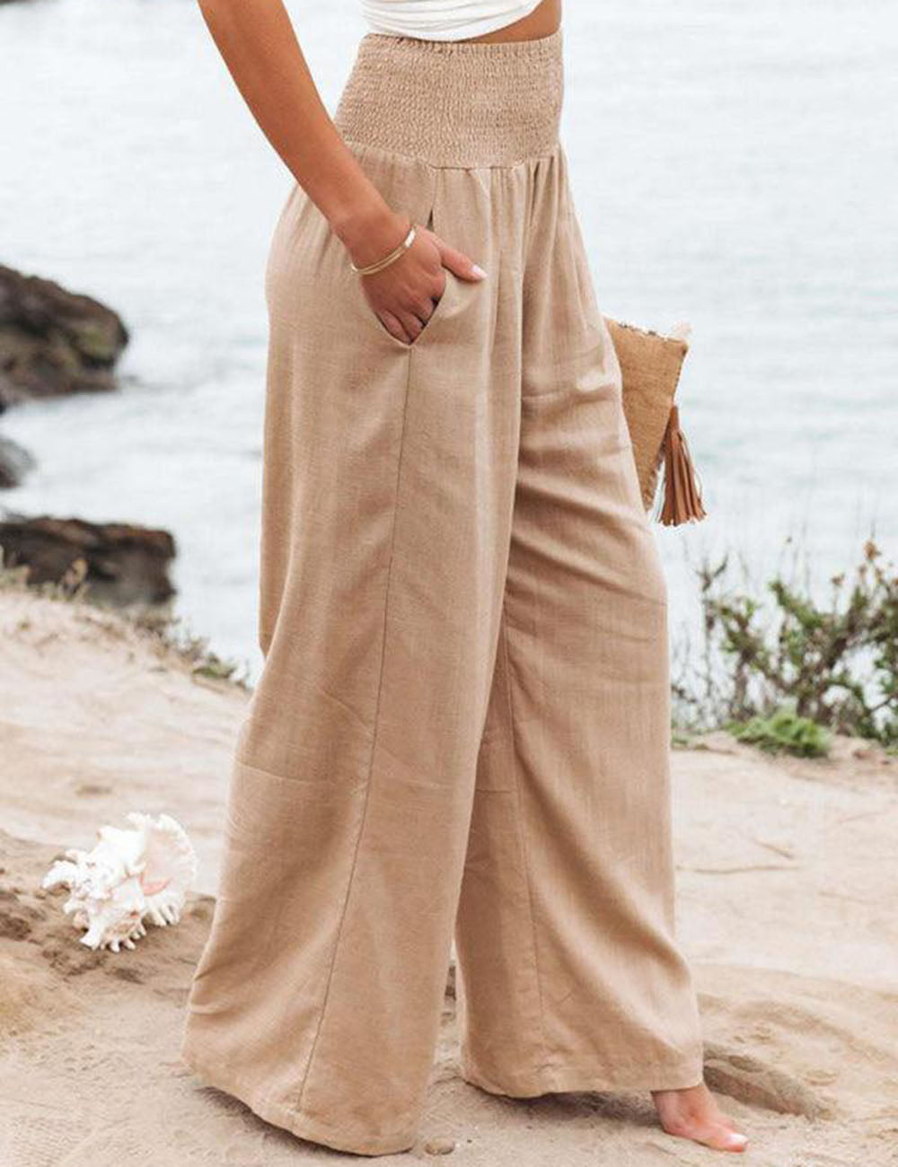 Linen wide trousers
