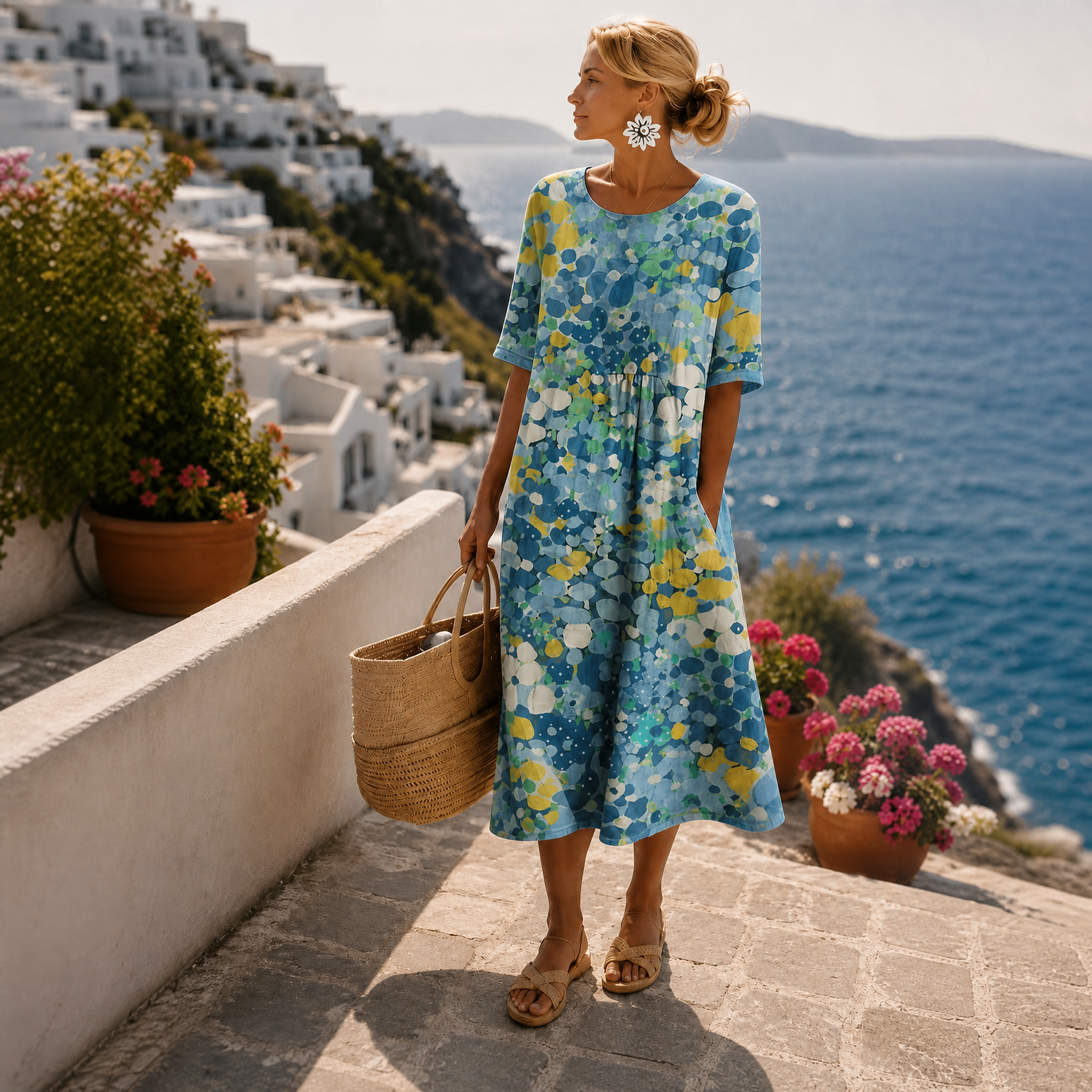 Elena | Lightweight and Flowing Floral Midi Dress