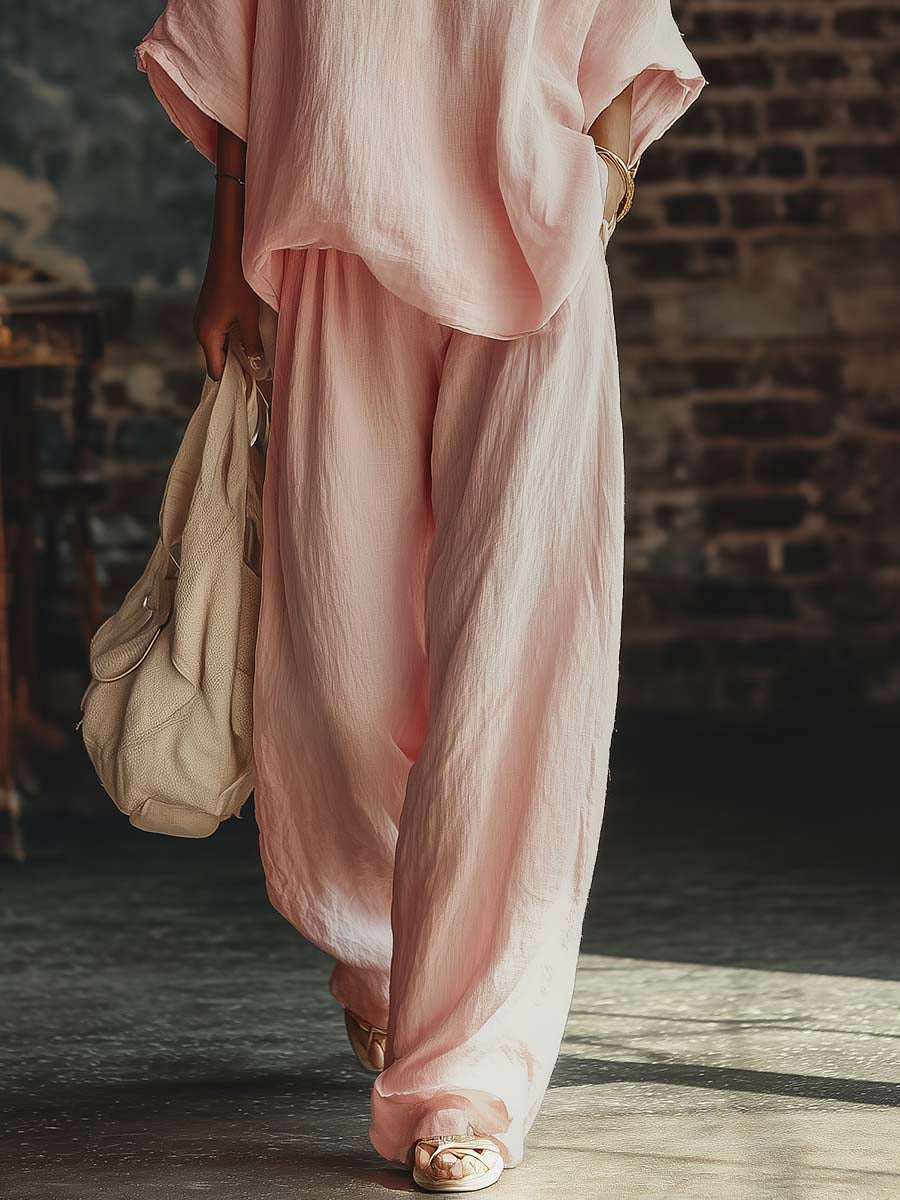 Samantha V-Neck Shirt and Trousers Set