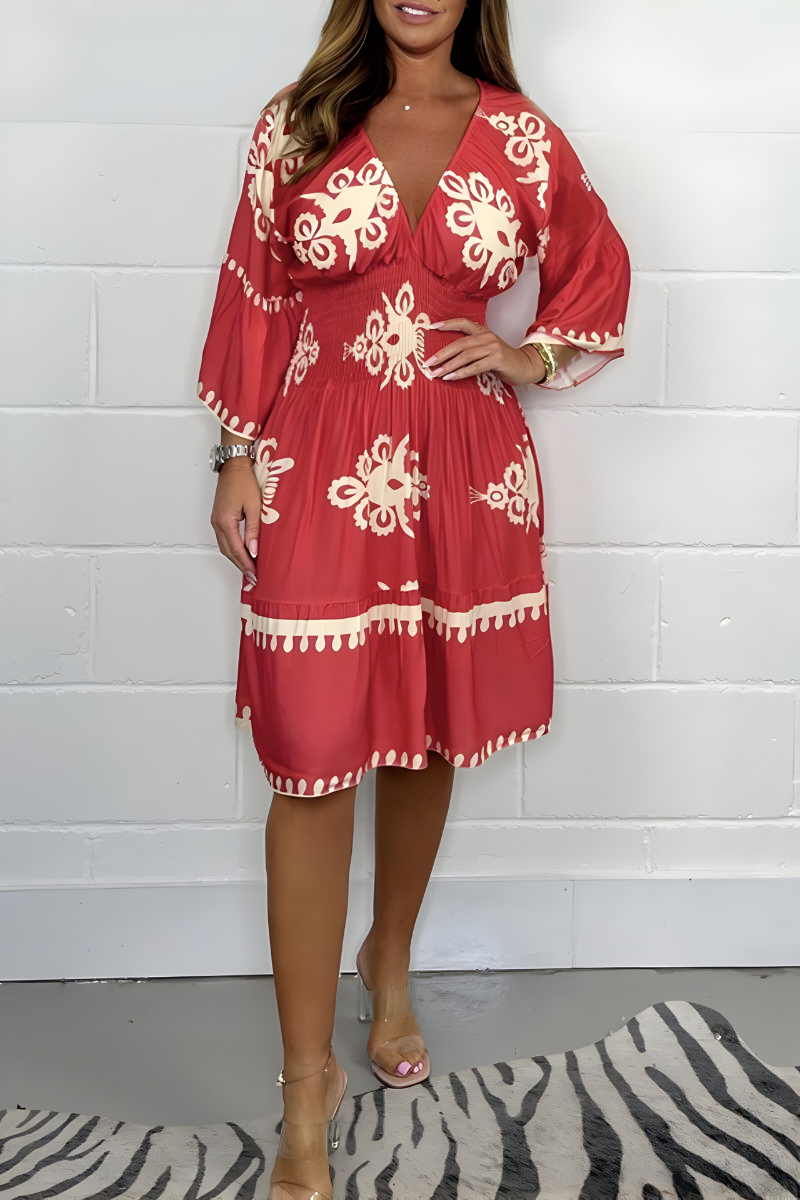 LUNA | Short Boho Floral Dress with Flattering Cut for an Elegant Vacation or Event Look
