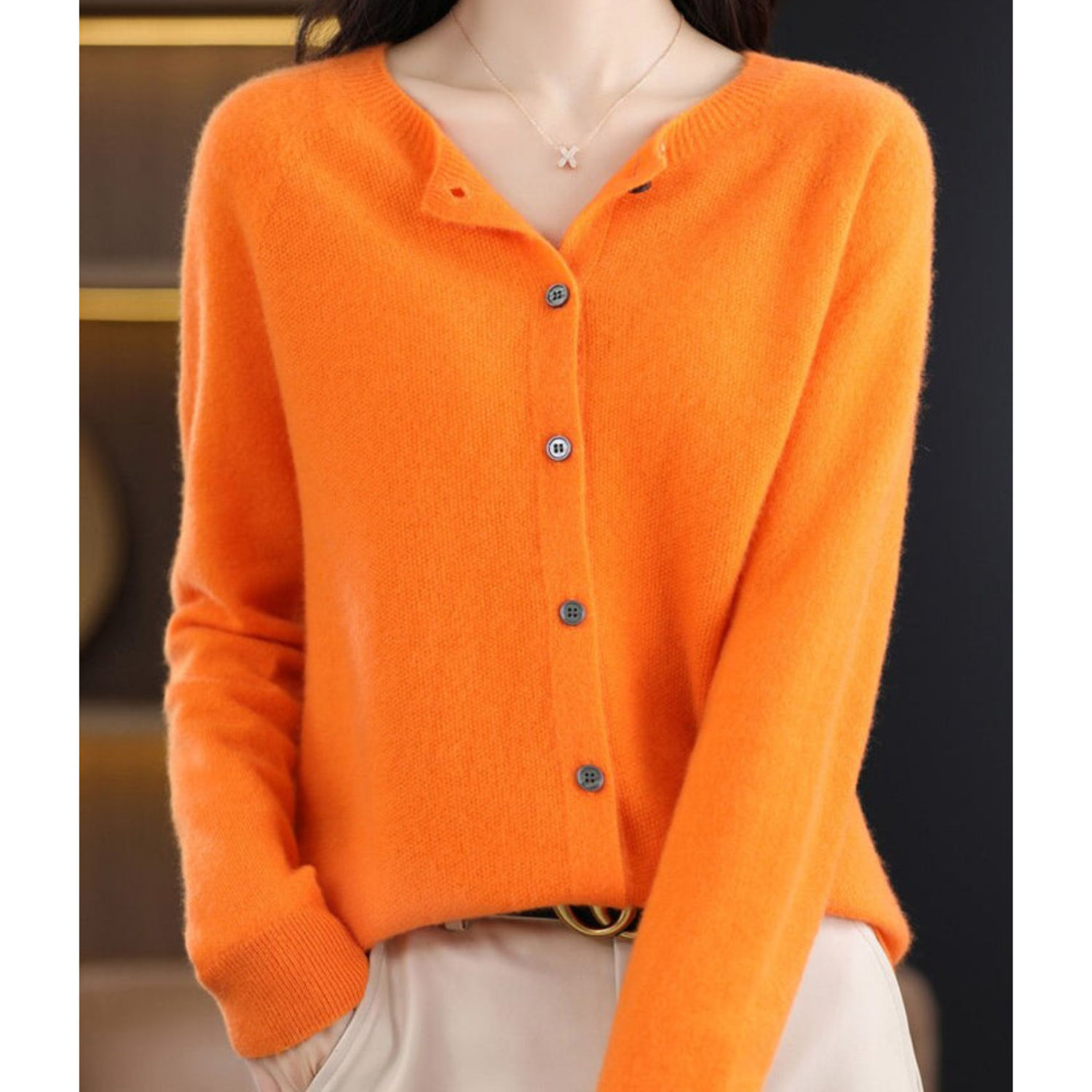 Mercy Cardigan for Women – Elegant Merino Wool & Soft Cardigan with Round Neck