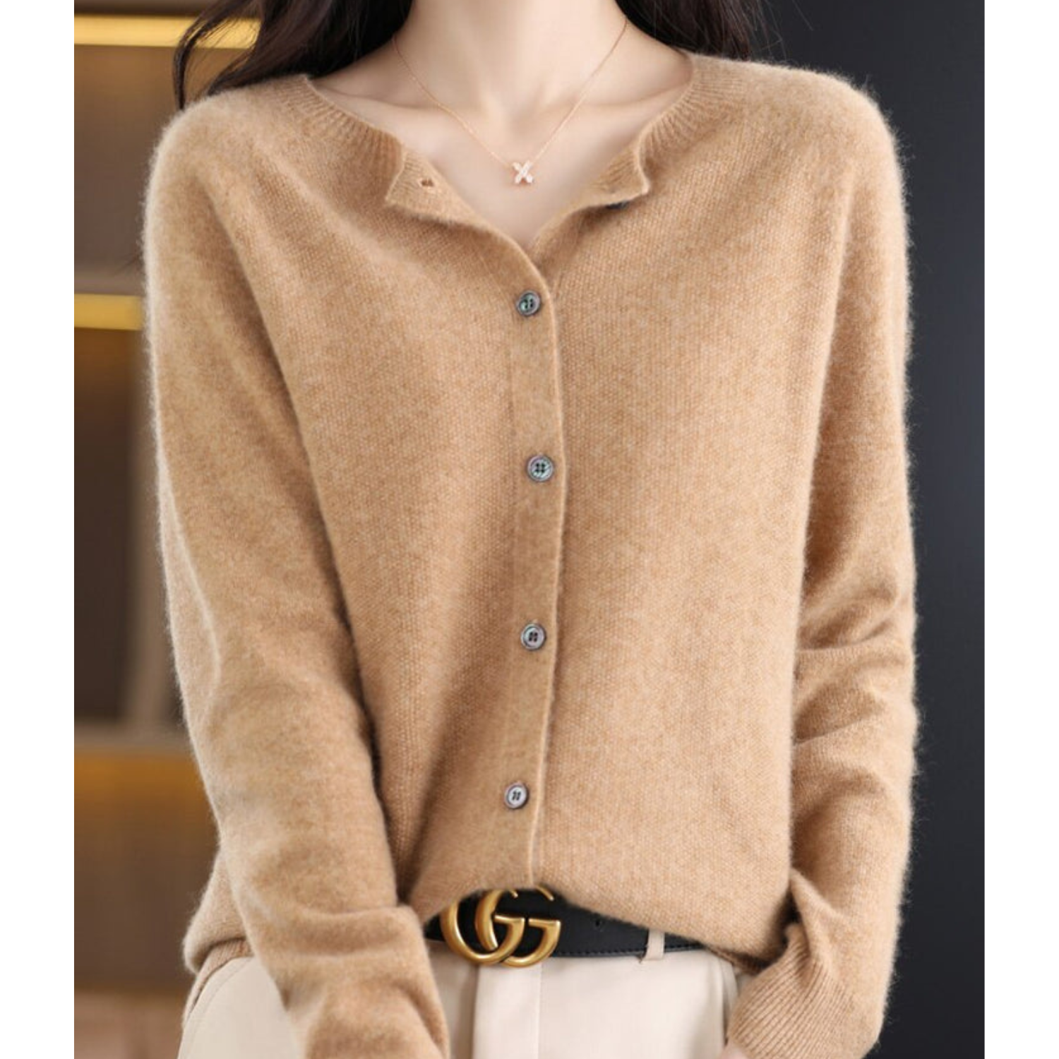 Mercy Cardigan for Women – Elegant Merino Wool & Soft Cardigan with Round Neck