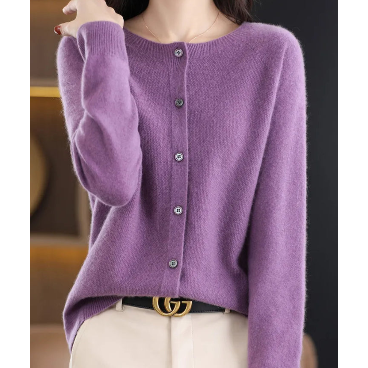 Mercy Cardigan for Women – Elegant Merino Wool & Soft Cardigan with Round Neck