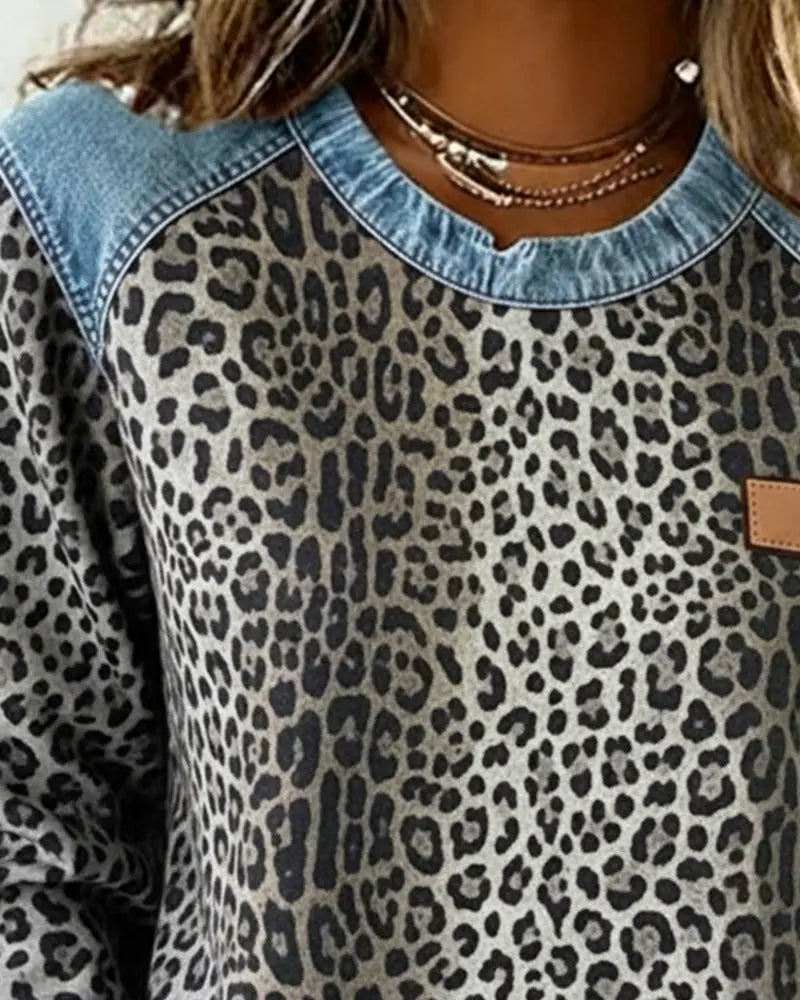 Esmée | Leopard Patchwork Sweater with Flattering Fit and Daily Comfort