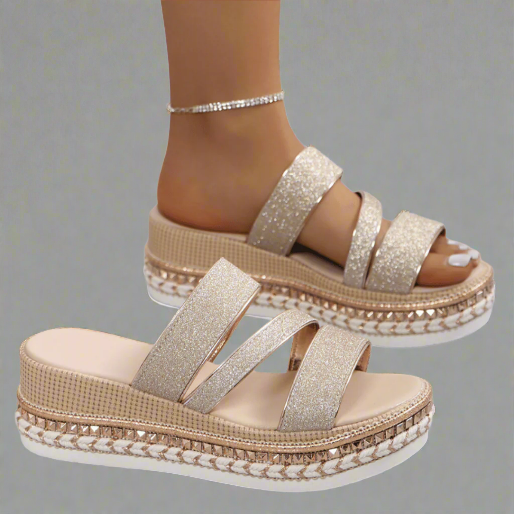 VANESSA | Glitter Wedge Heels with Glamorous Design for Summer
