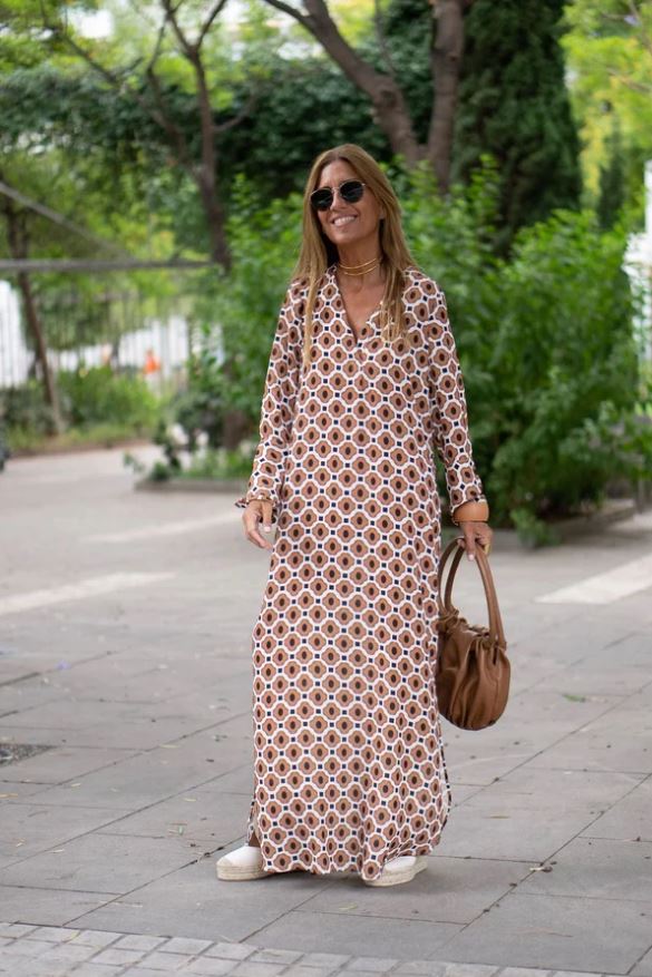 GABRIELLA | Long Dress with Geometric Print and Elegant Cut for Any Occasion