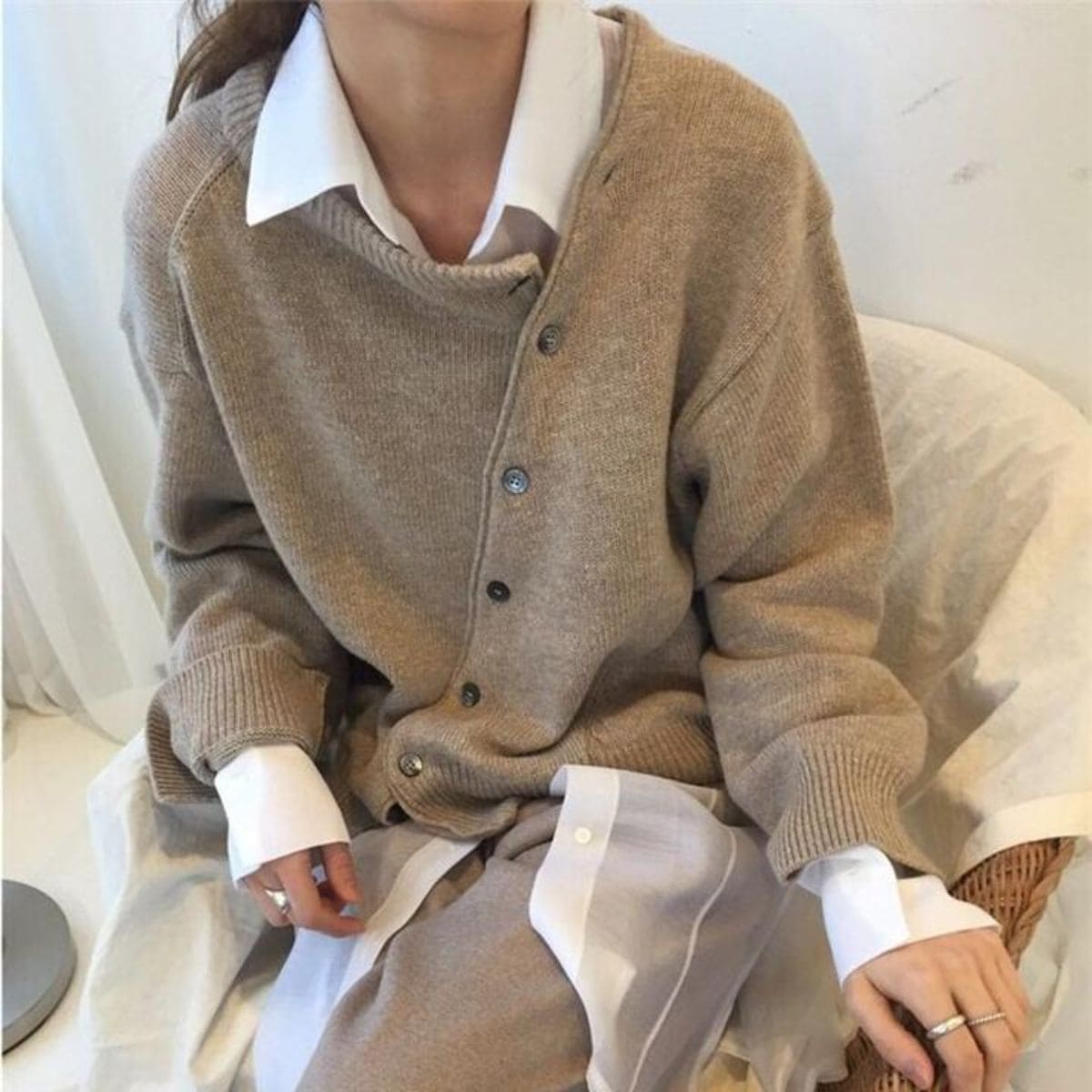 Luna Women's Cardigan Soft Knit Asymmetrical Buttons Relaxed Fit Casual Layering All Seasons