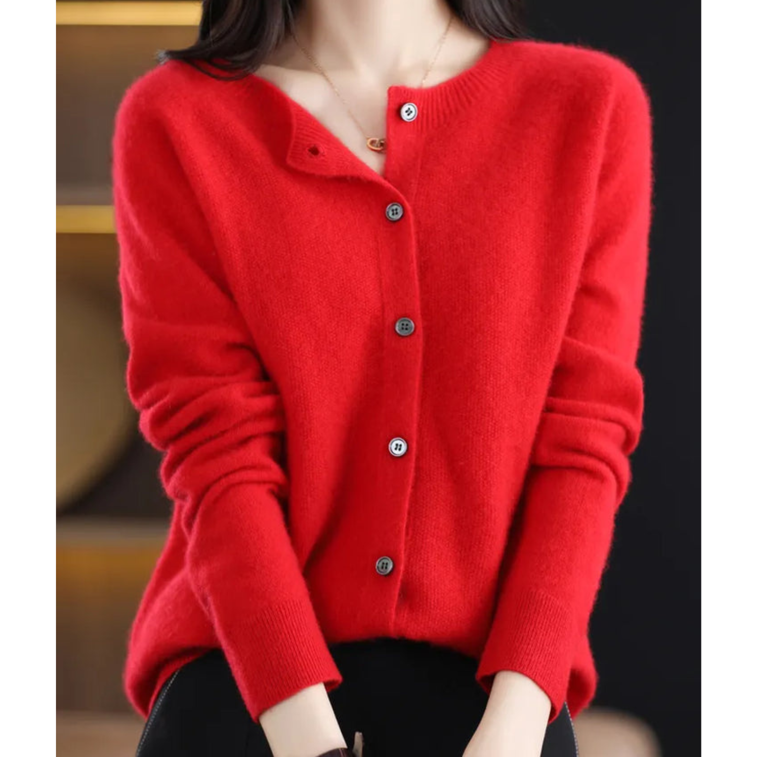 Mercy Cardigan for Women – Elegant Merino Wool & Soft Cardigan with Round Neck