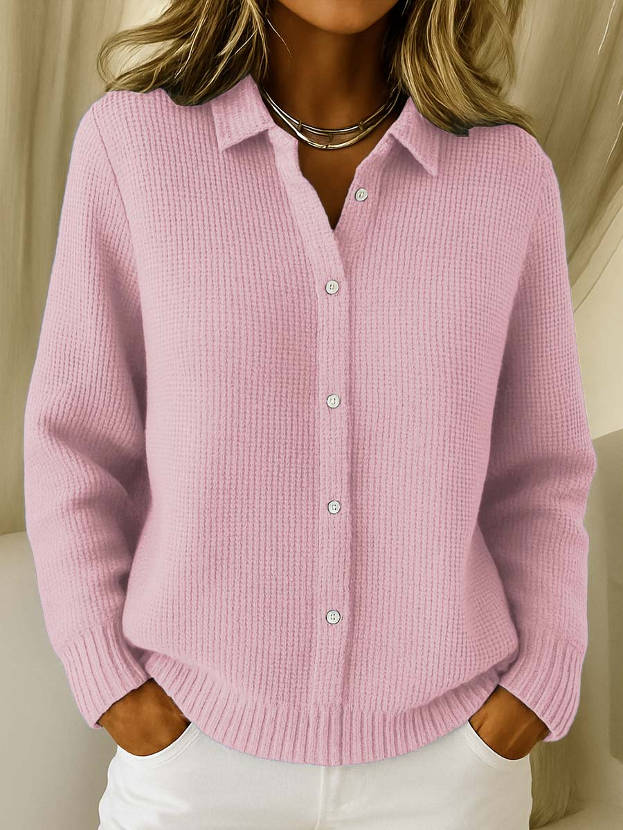 Women's Soft Knit Buttoned Cardigan – Classic Long Sleeves