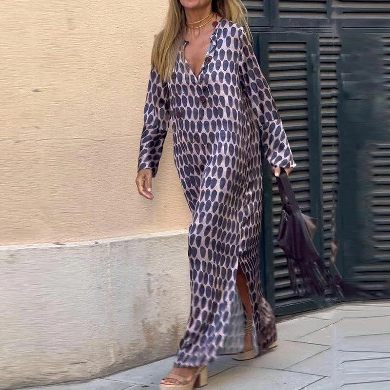 GABRIELLA | Long Dress with Geometric Print and Elegant Cut for Any Occasion