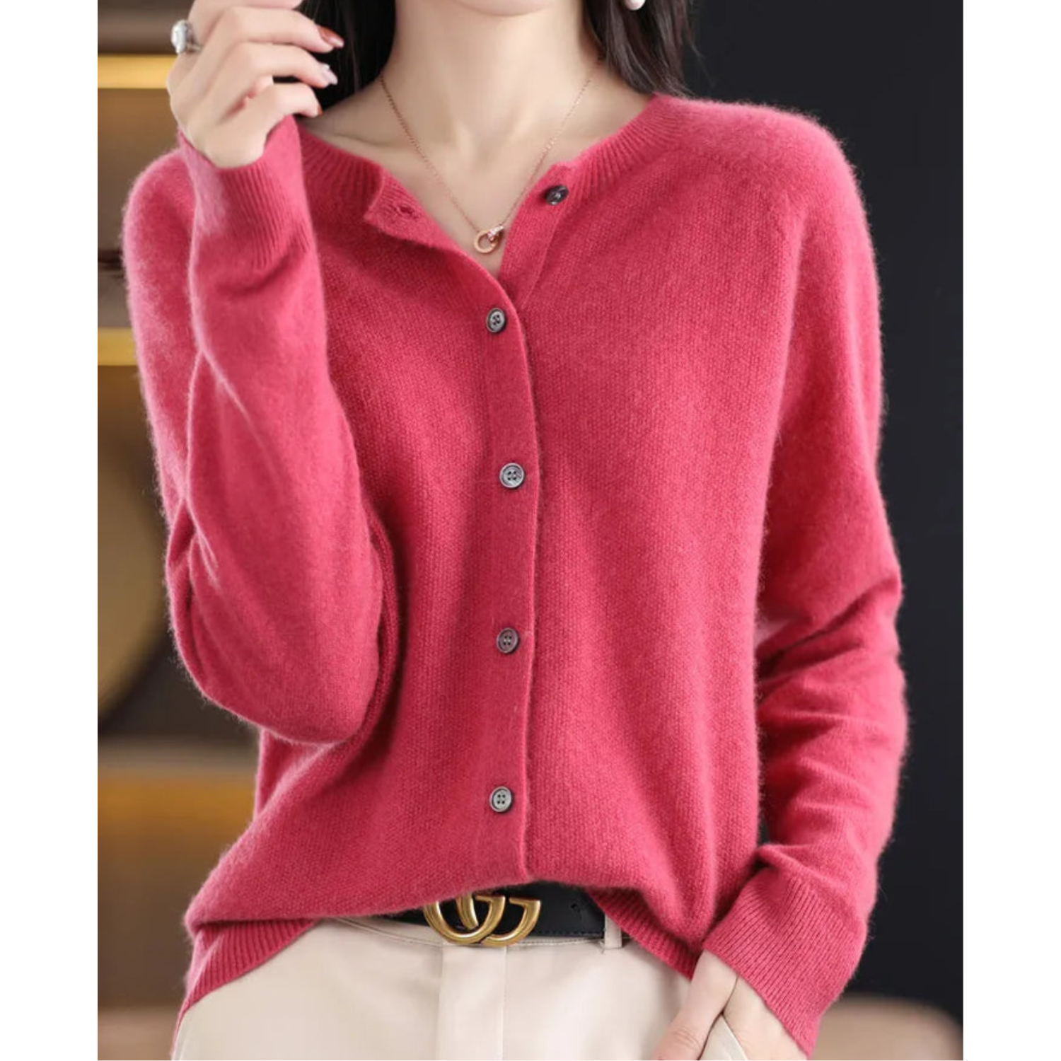 Mercy Cardigan for Women – Elegant Merino Wool & Soft Cardigan with Round Neck