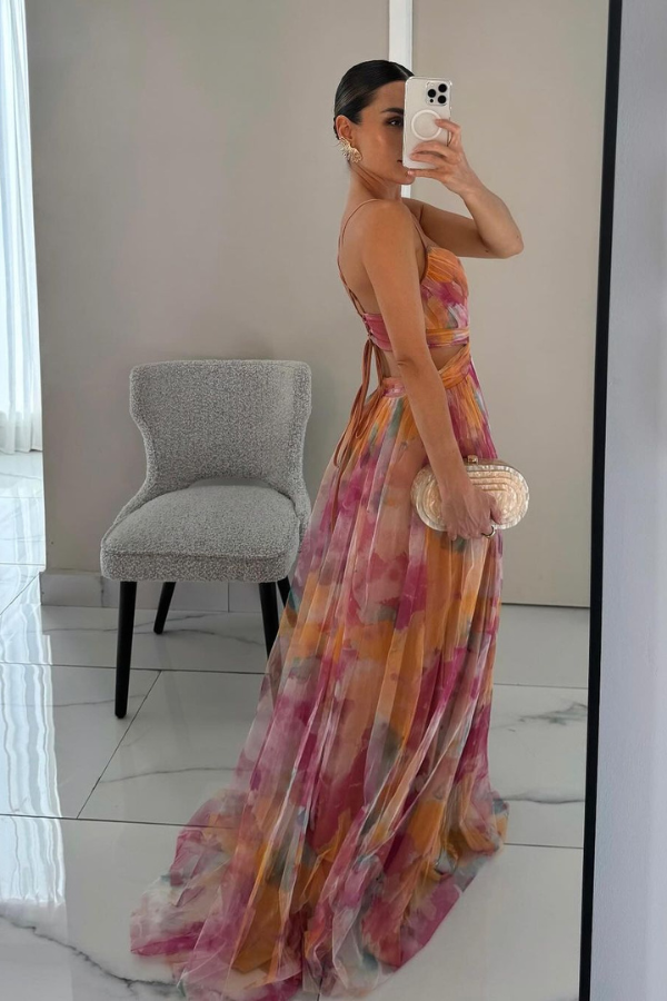 FLORELLA | Maxi Bohemian Dress with Romantic Floral Print