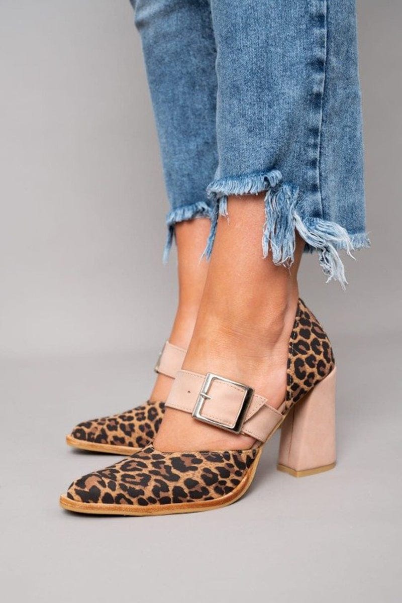 HARLOW | Leopard Print Block Heels with Buckle Strap for Bold Everyday Style