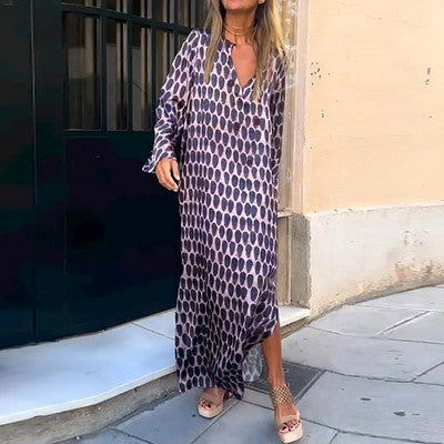 GABRIELLA | Long Dress with Geometric Print and Elegant Cut for Any Occasion