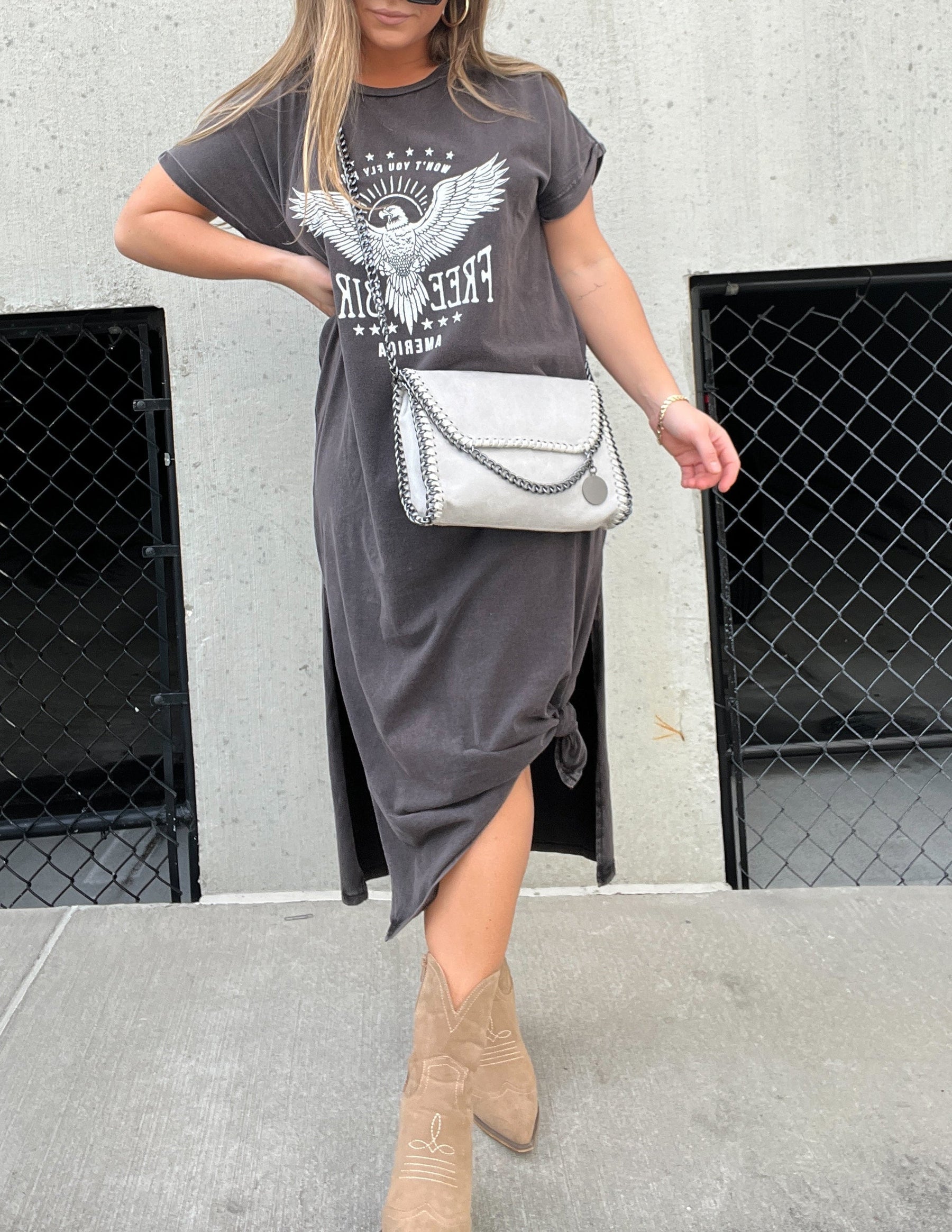Midi Dress with Bird Print