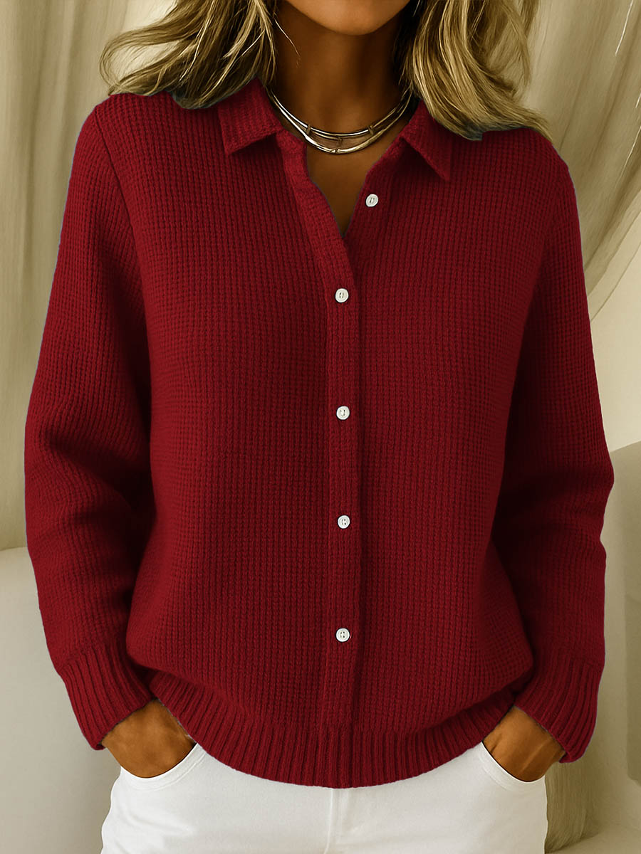 Women's Soft Knit Buttoned Cardigan – Classic Long Sleeves