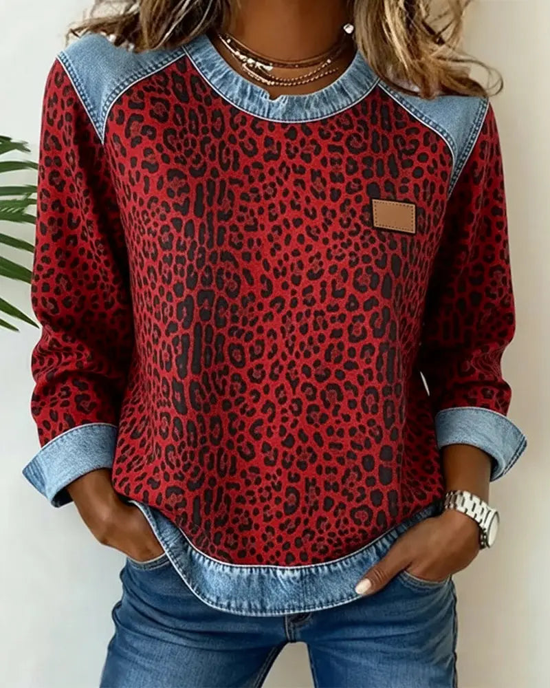 Esmée | Leopard Patchwork Sweater with Flattering Fit and Daily Comfort
