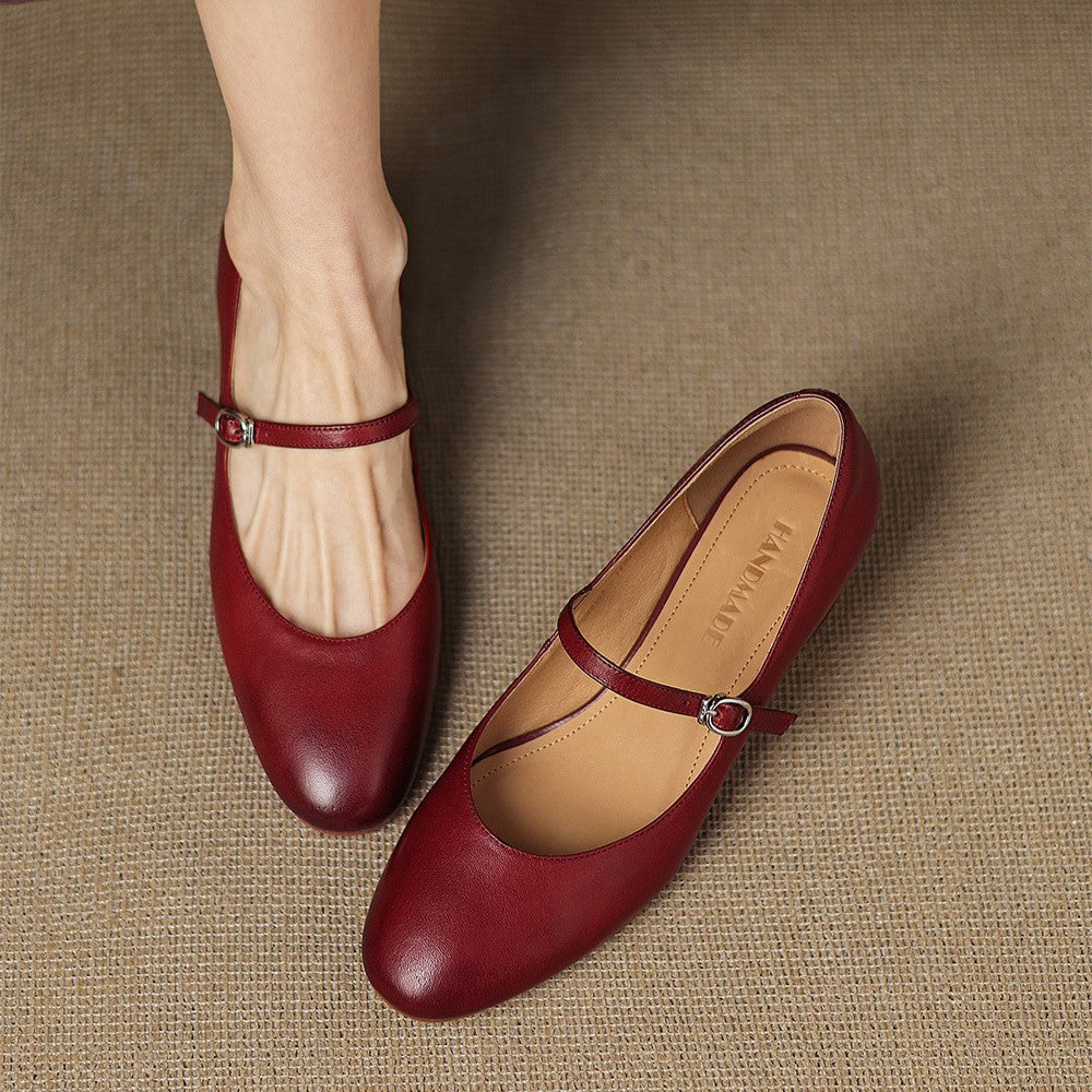 Corinne Round Toe Leather Mary Jane