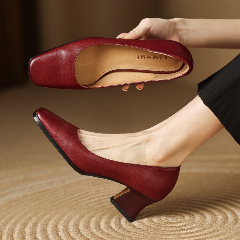 Square-Toed Leather Ankle Boots Oriel